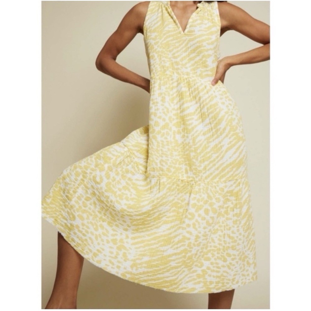 Nation LTD Nadie Tiered Tank Midi Dress gauze cotton Wild yellow Small